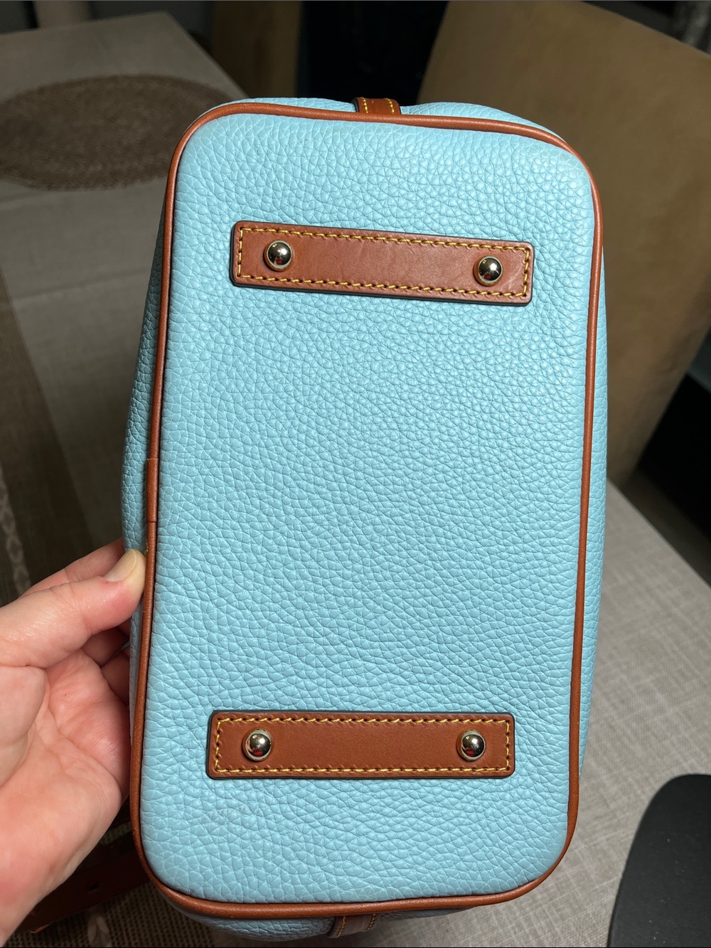 Dooney & Bourke Caribbean Blue Leather Tote with Medium Zip Wallet - Picture 6 of 11